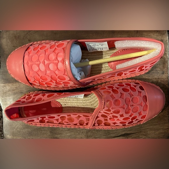 Coach Cleo Espadrille Coral  Signature C Mesh 9.5 - Picture 1 of 5